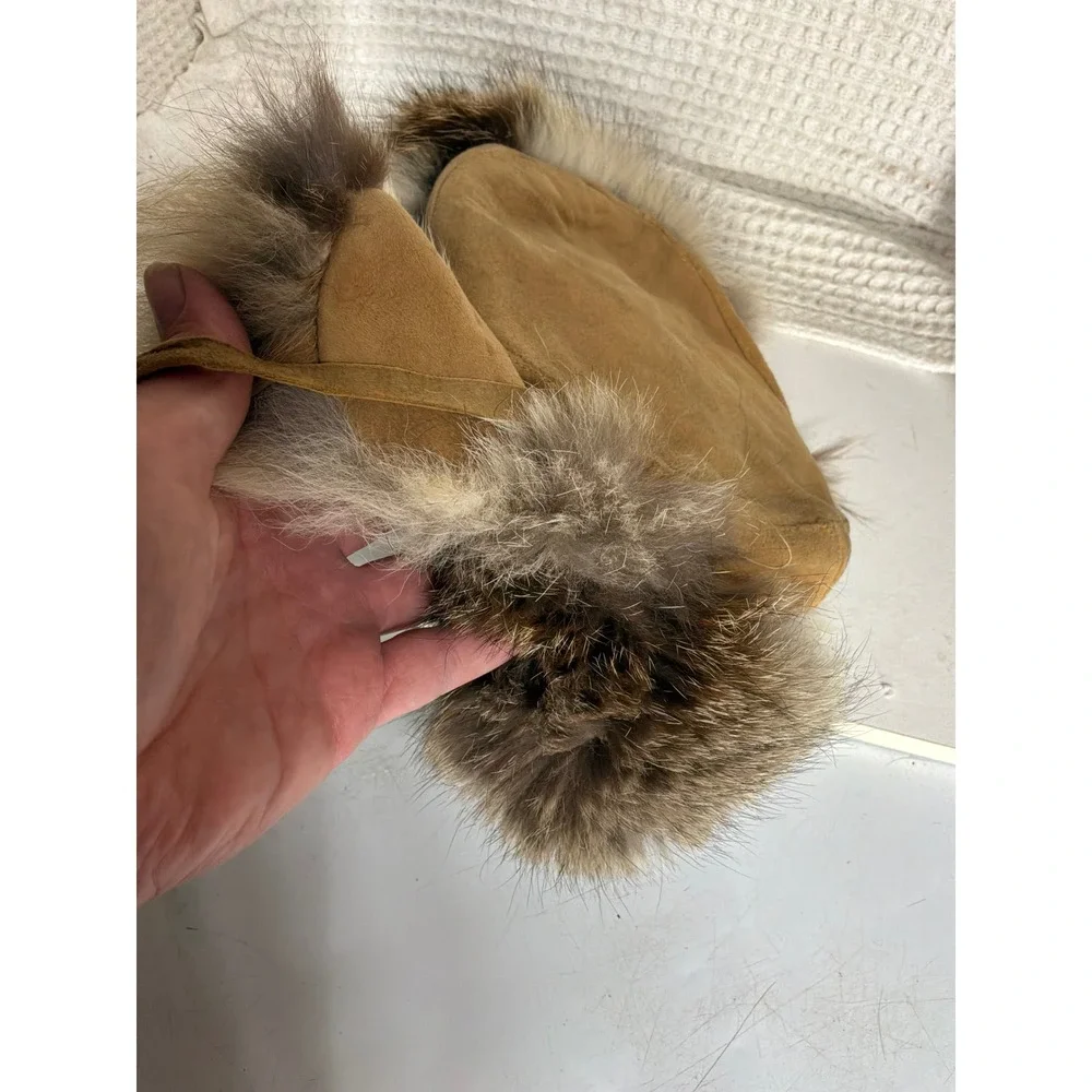 Mountain Core Unisex Unbranded Suede Fur Trapper Hat OS Tan Brown